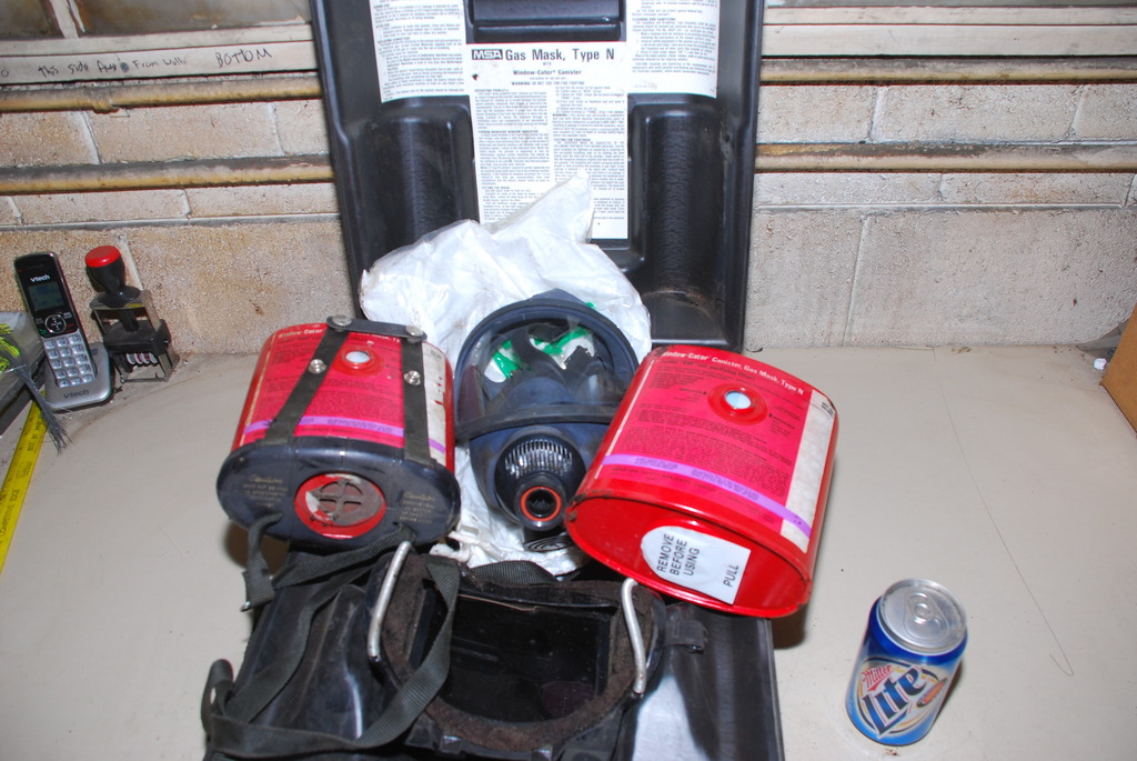 MSA Gas Mask Type N w/ Window-Cator Canisters Model SW