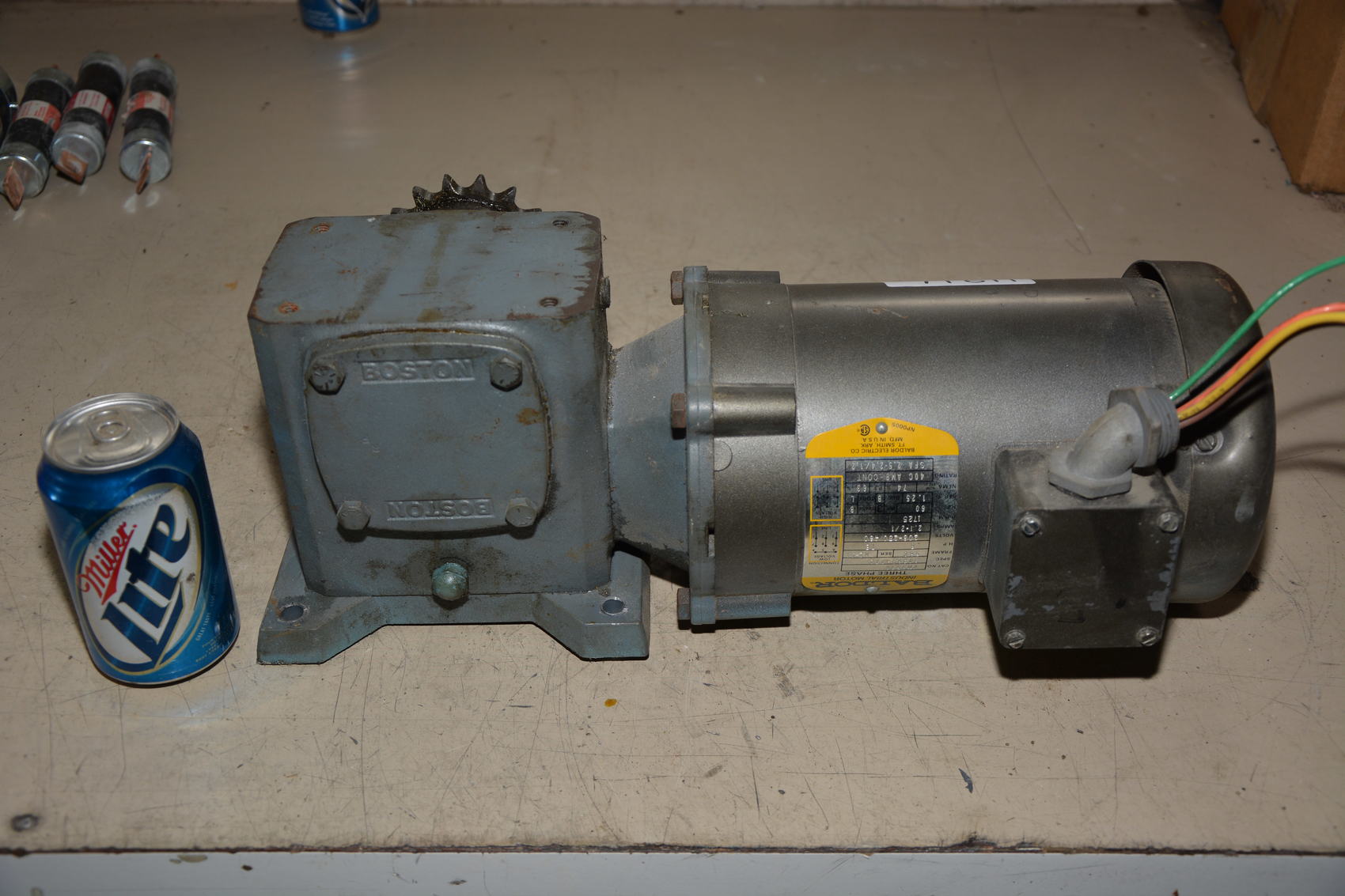 Boston Gear 700 GearMotor 1:50 1/2 HP Baldor 3-Phase AC Motor