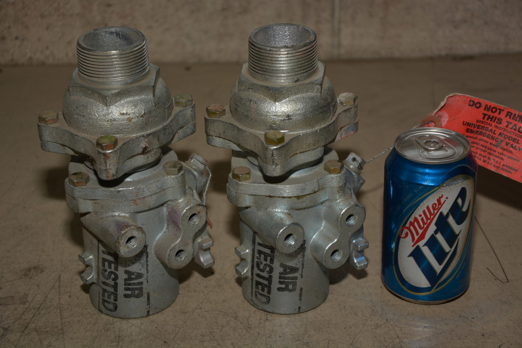 Unused, Surplus Universal Valve Co. Double Poppet Safety Valves