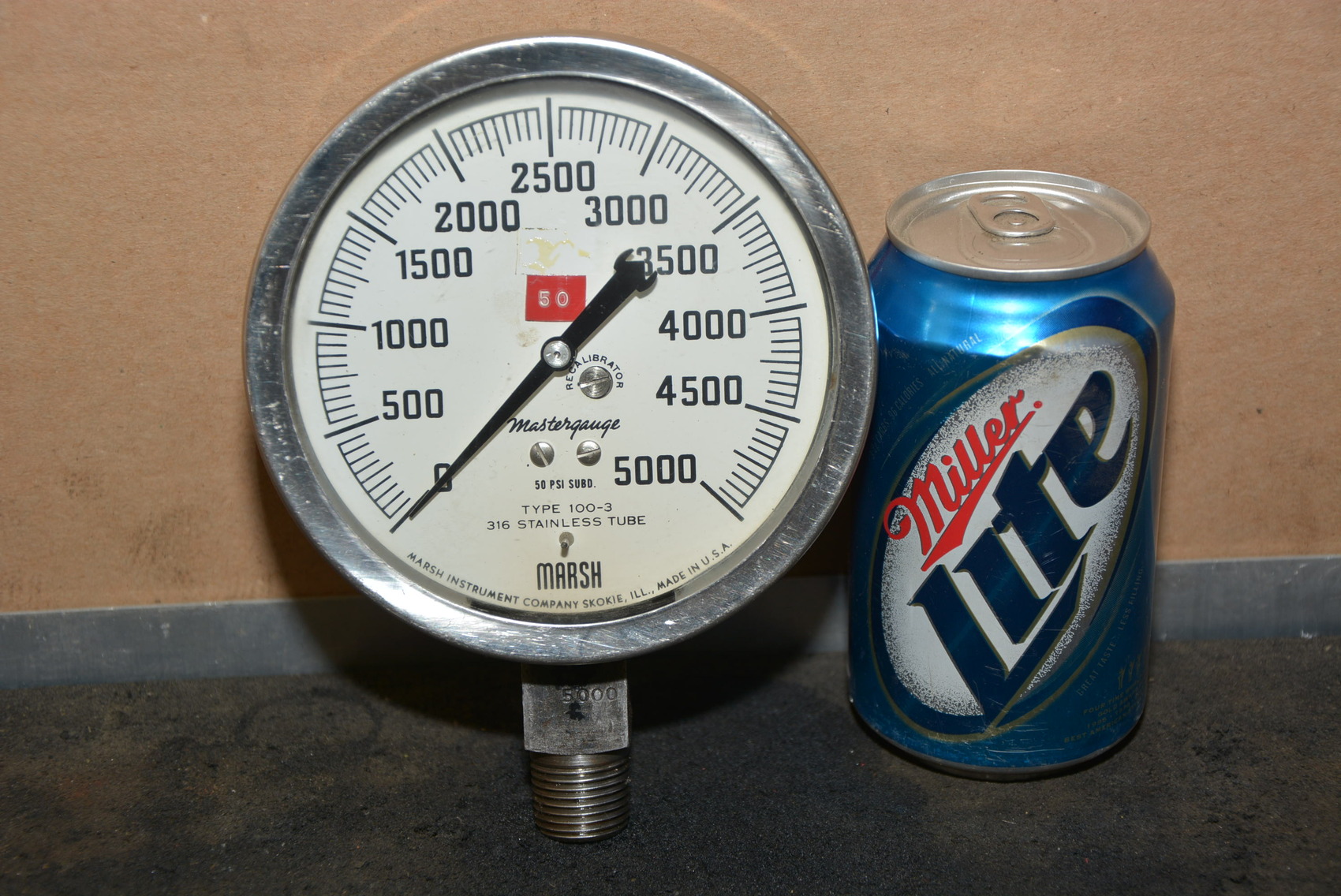 Marsh Instrument Type 100-3 Mastergauge 5,000 PSI Pressure Gauge