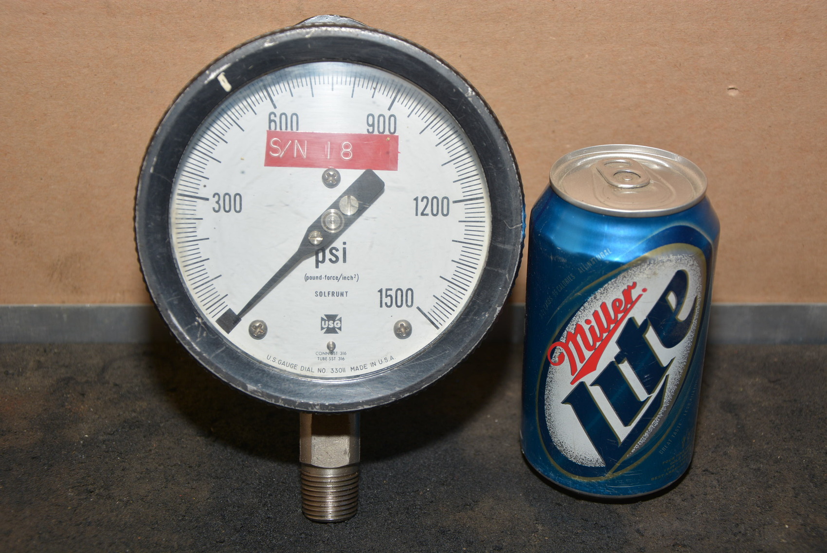 U.S.Gauge Co.(USG)1,500 PSI Pressure Gauge,Made in USA