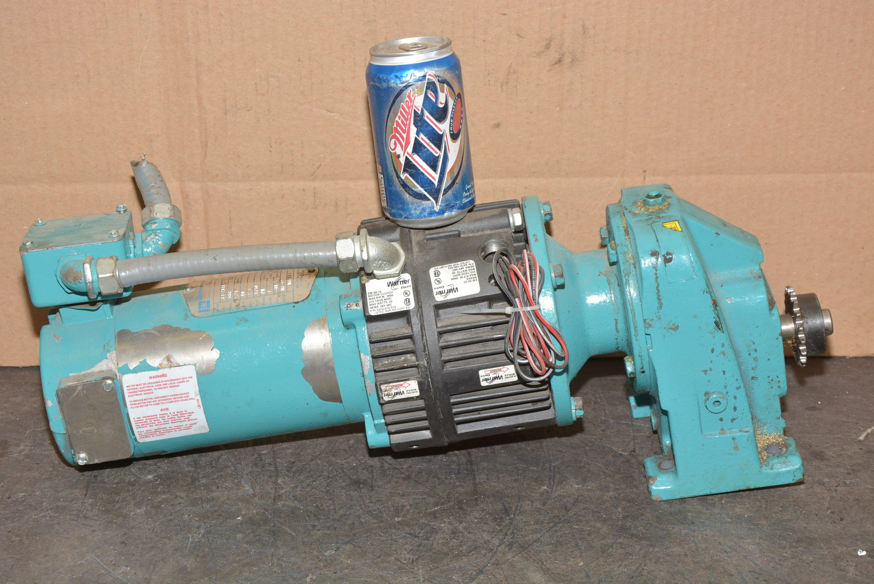 Emerson/Boston Gear 1/4 HP DC Gear Motor,Clutch/Brake