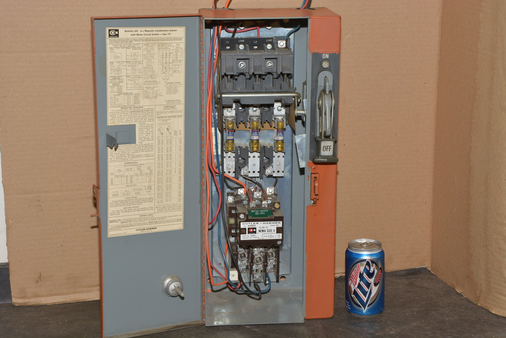 Cutler Hammer Magnetic Combination Motor Starter,NEMA size 0,18-Amp