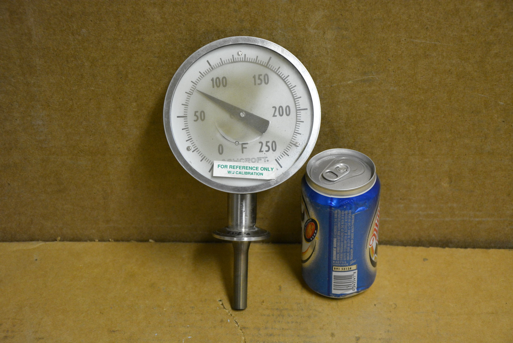 5"stainless temperature gauge 0-250f,1/2 npt,clamp adapter