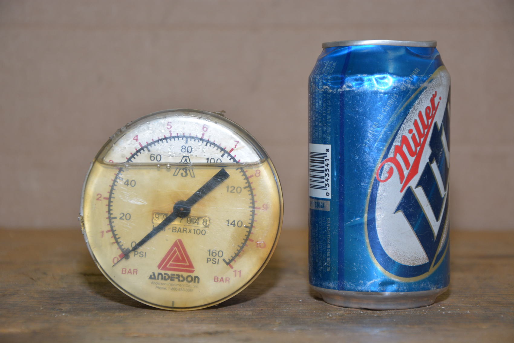 ANDERSON STAINLESS FOOD NSF PRESSURE GAUGE 160 PSI LIQUID FILLED