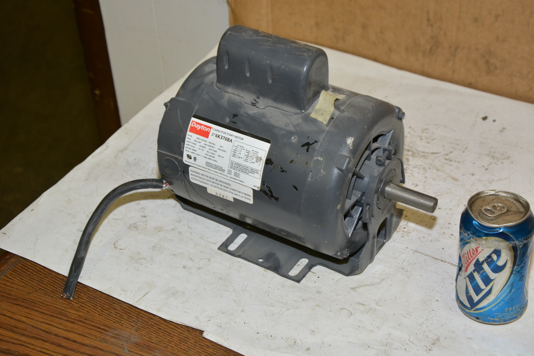 Dayton 6K376BA Capacitor Start Electric Motor;3/4 HP;1 PH