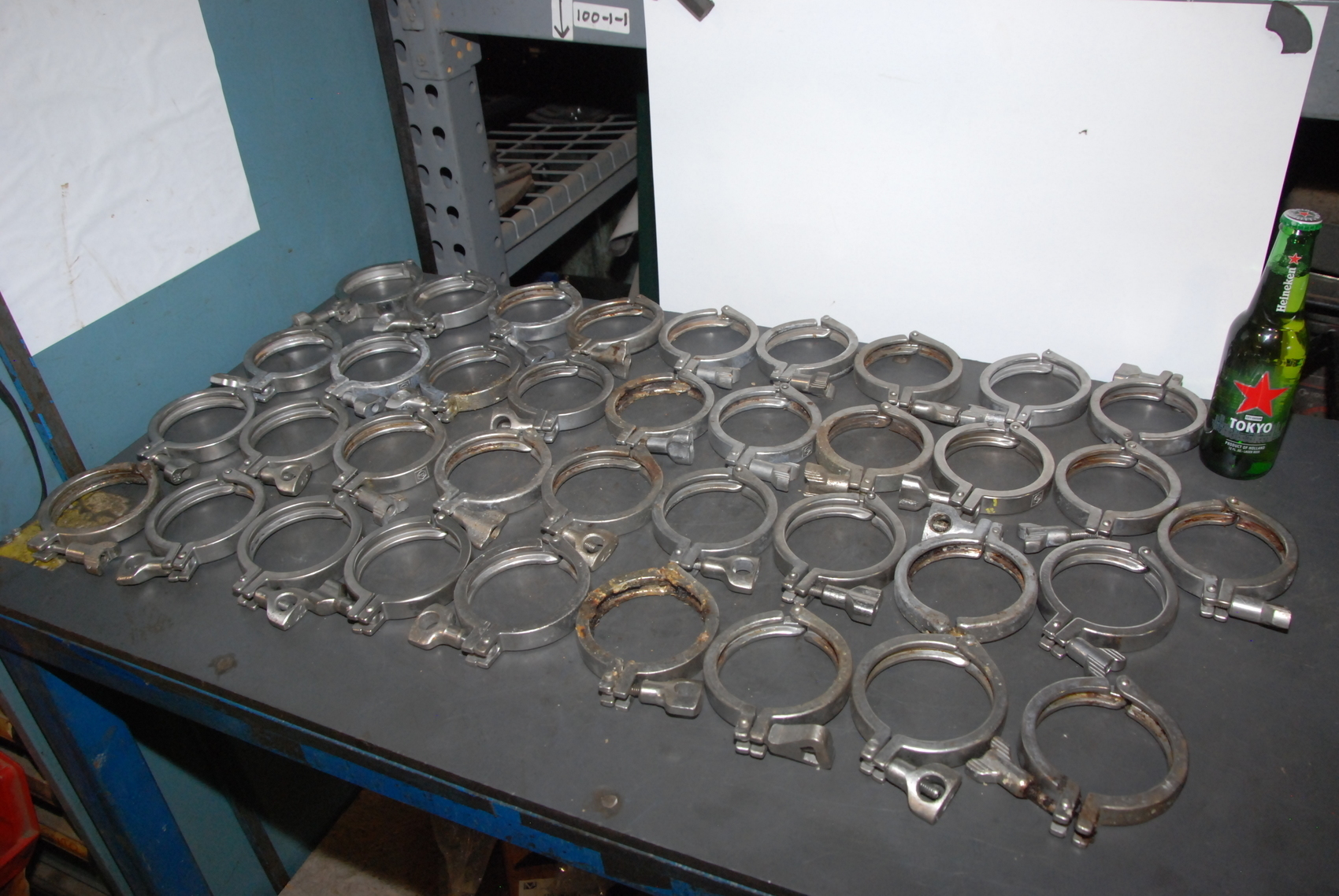 Lot of 37 3-7/32"Sanitary Stainless Steel pipe Clamps triclover etc