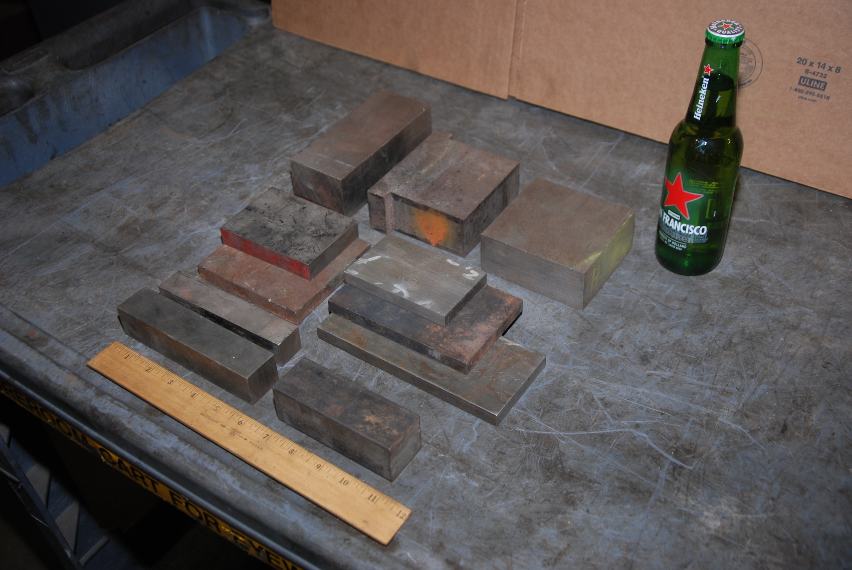 Lot of 11 steel Rectangular Bar for blacksmith anvil,44 lbs