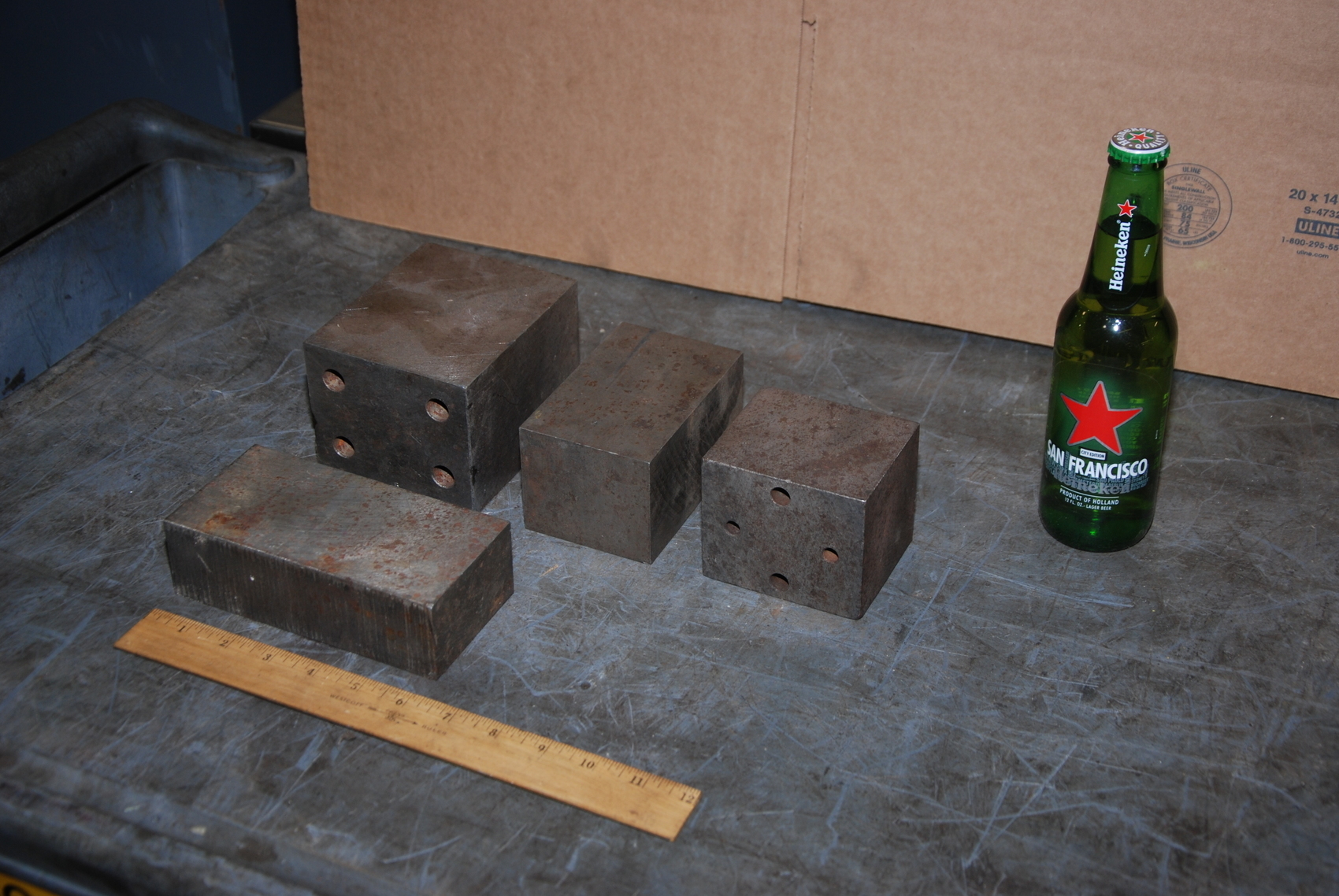 Lot of 4 steel Rectangular Bars for blacksmith anvil,46 lbs