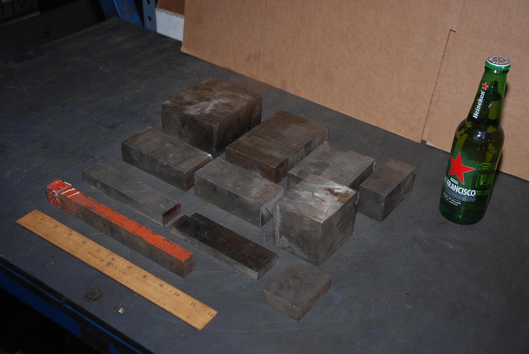 Lot of 11 steel Rectangular Bars for blacksmith anvil,45 lbs