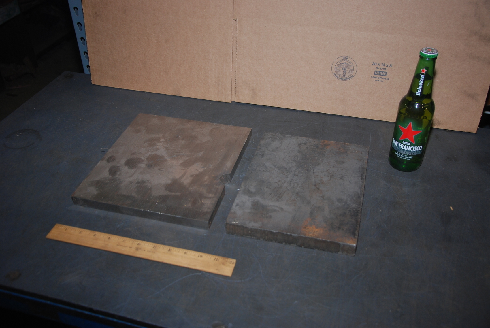 Lot of 2 steel Plates for blacksmith anvil,3/4 and 1" thick 43 lbs
