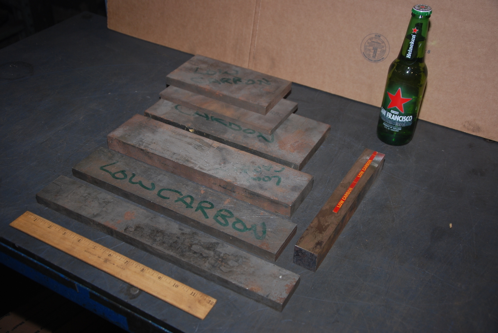 Lot of 7 steel Rectangular Bars for blacksmith anvil,47 lbs.