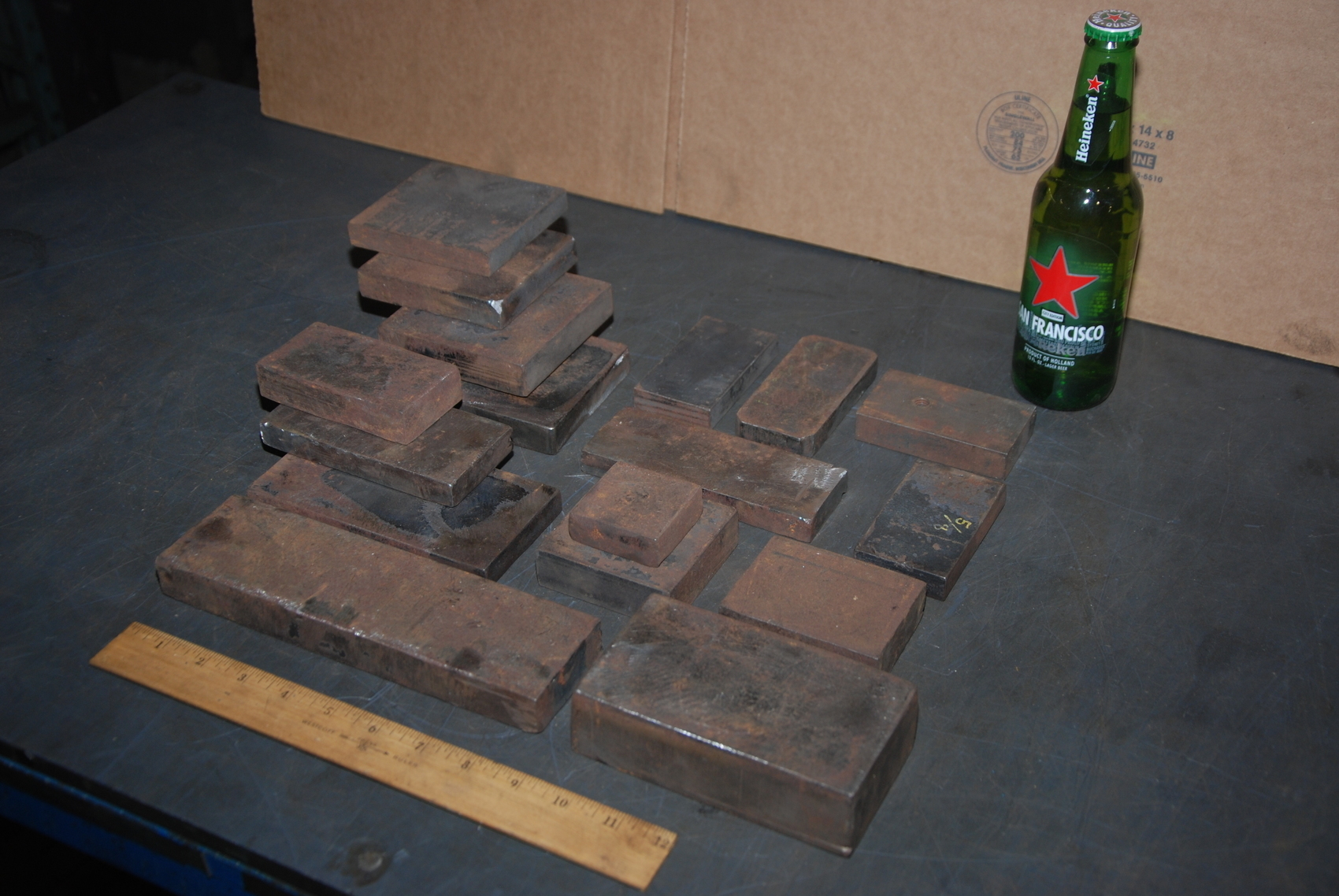 Lot of 17 steel Rectangular Bars for blacksmith anvil,45 lbs