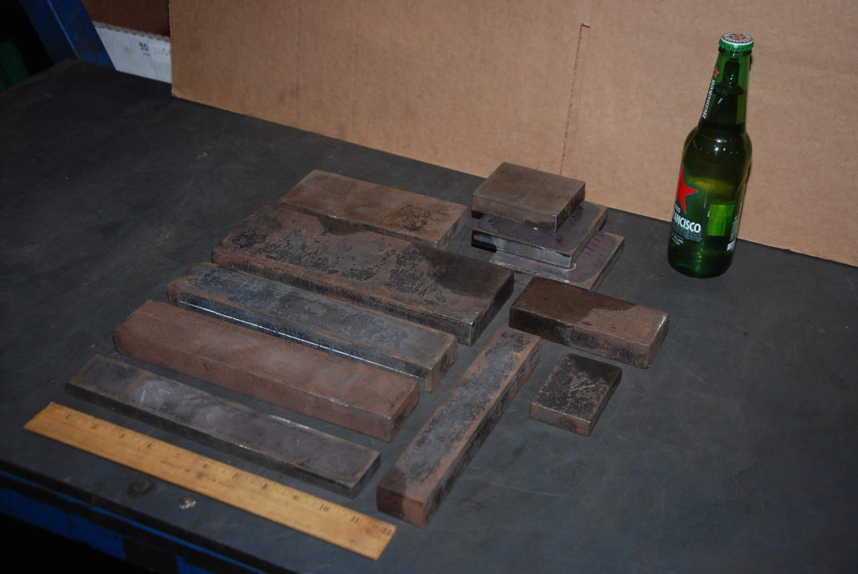 Lot of 11 steel Rectangular Bars for blacksmith anvil,45 lbs
