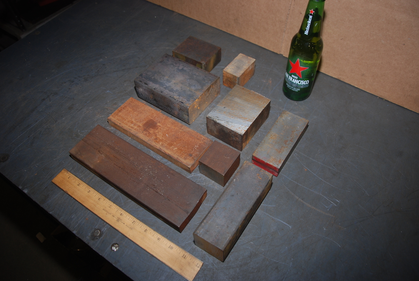 Lot of 9 steel Rectangular Bars for blacksmith anvil,49 lbs