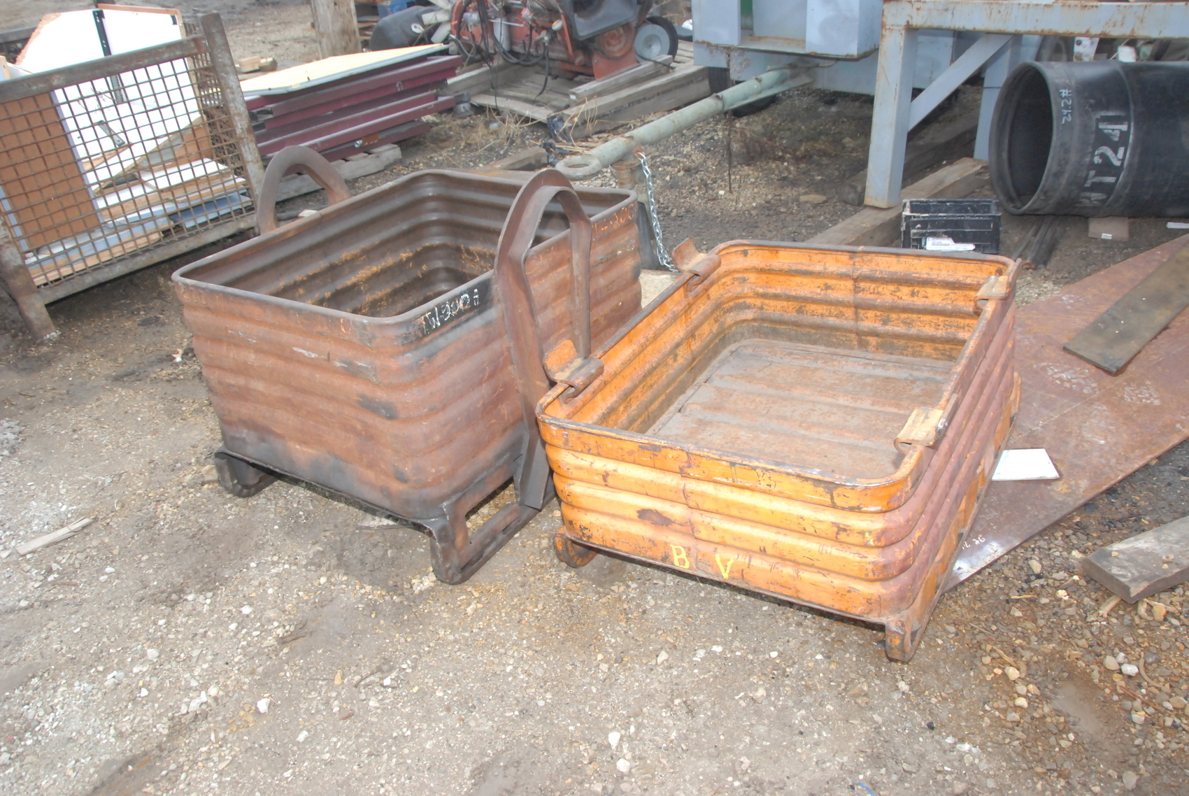 Lot of 2 Big nice crates bins tubs boxes;36x30x25"and 36x31x17"