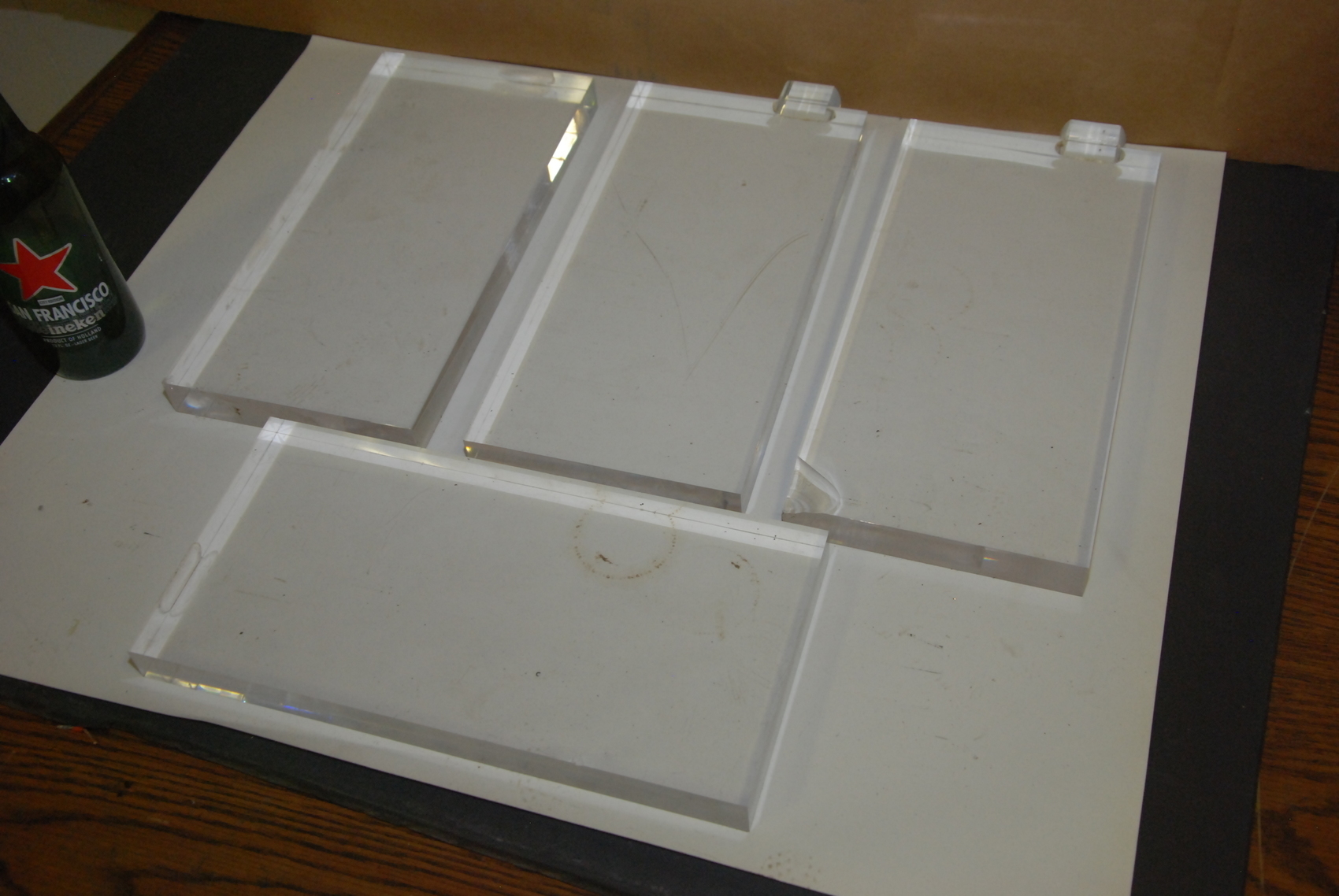 Lot of 4 Plastic Scintillation Material;acrylic blocks NICKED,SCRATCH