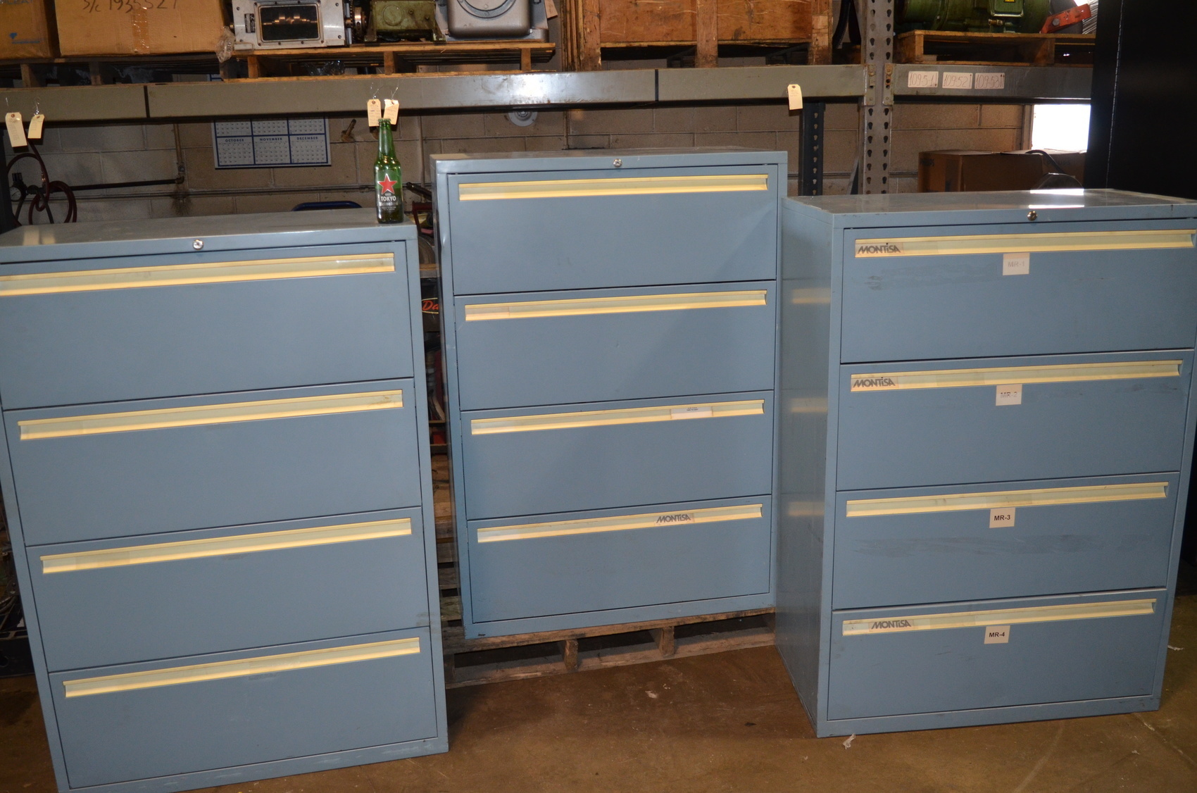 Lot of 3 file cabinets;overall 36 x 19 x 51";drawers-31x15x9-1/2"