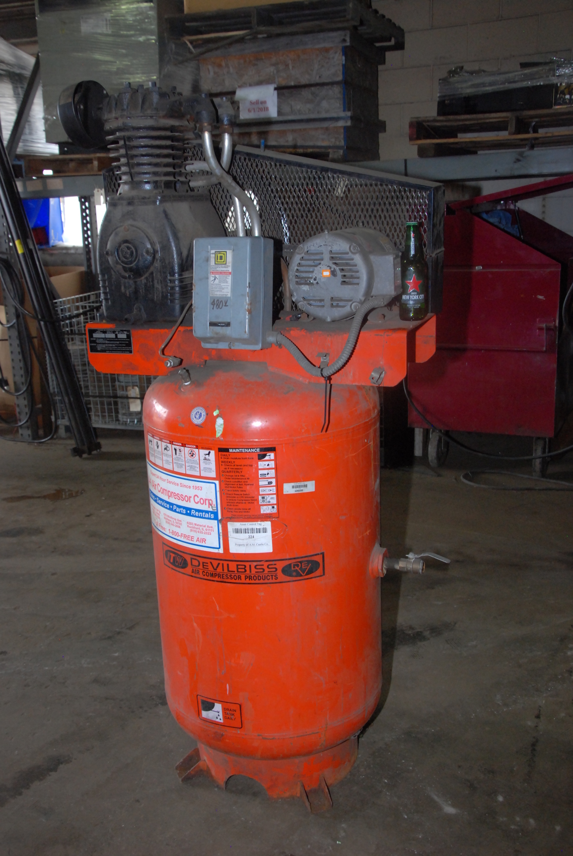DeVilbiss TAPV5052 Vertical Air Compressor;175PSI;5HP;460V 3 phase