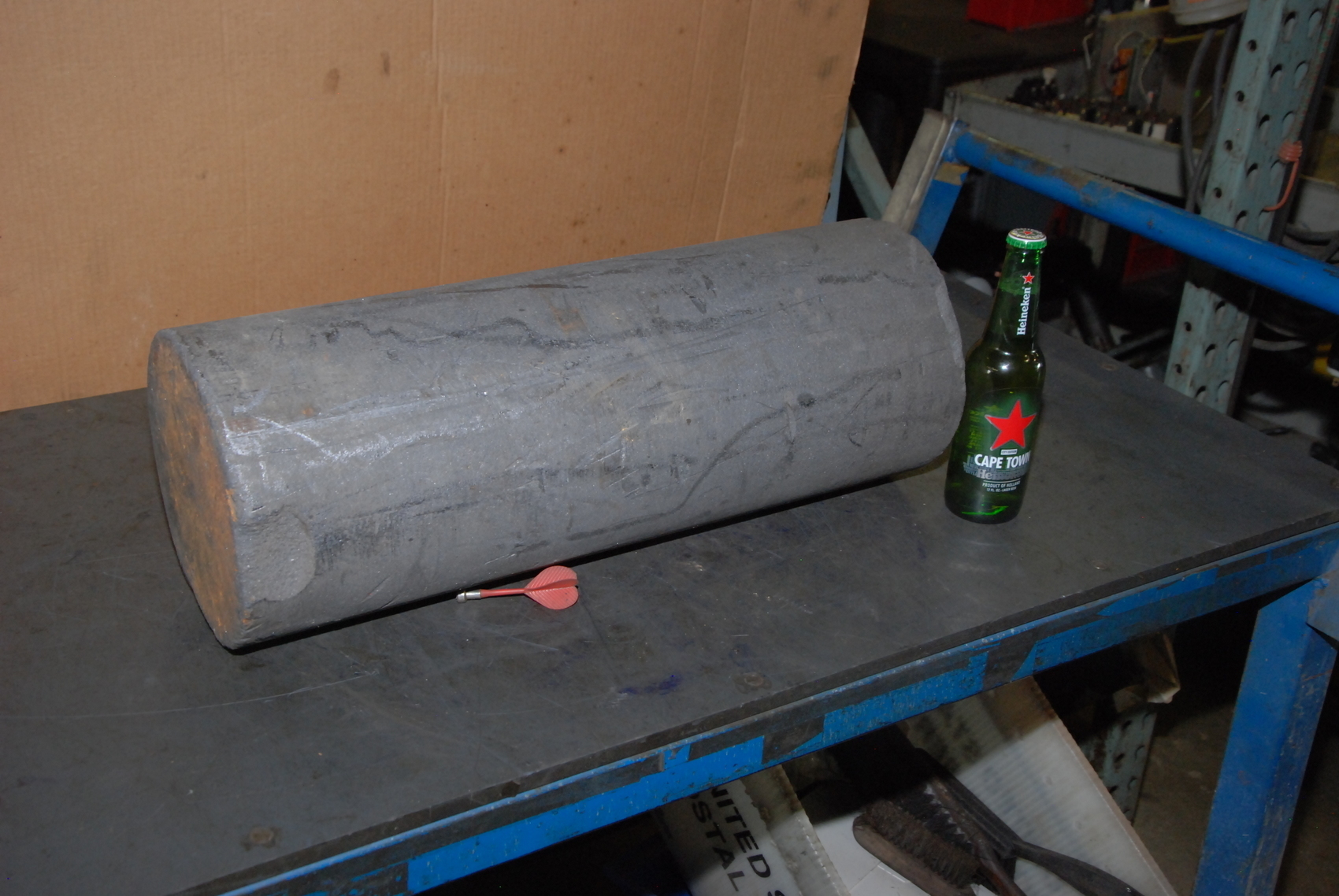 Huge Graphite round block bar Cylinder;21.5"height;8"diam;61 lbs