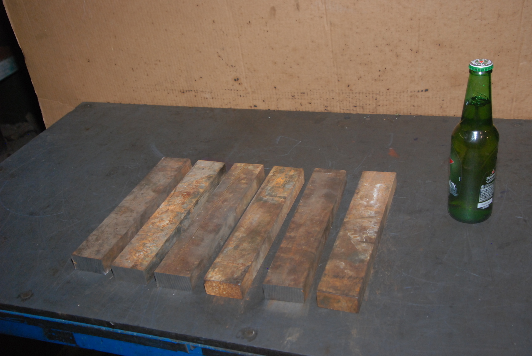 Lot of 6 steel Rectangular Bars for blacksmith anvil,11x2x1",38 lbs