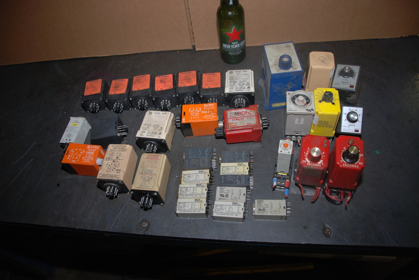 Lot of 35 Time delay relays with and without bases