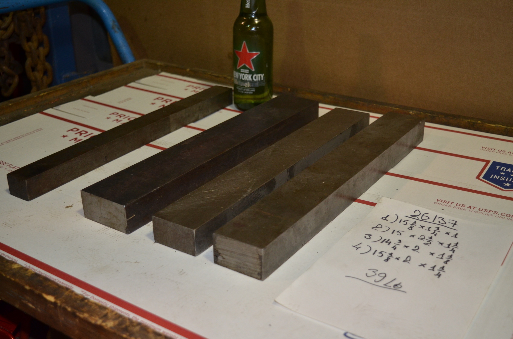 Lot of 4 steel Rectangular Bar for blacksmith anvil,39 lbs