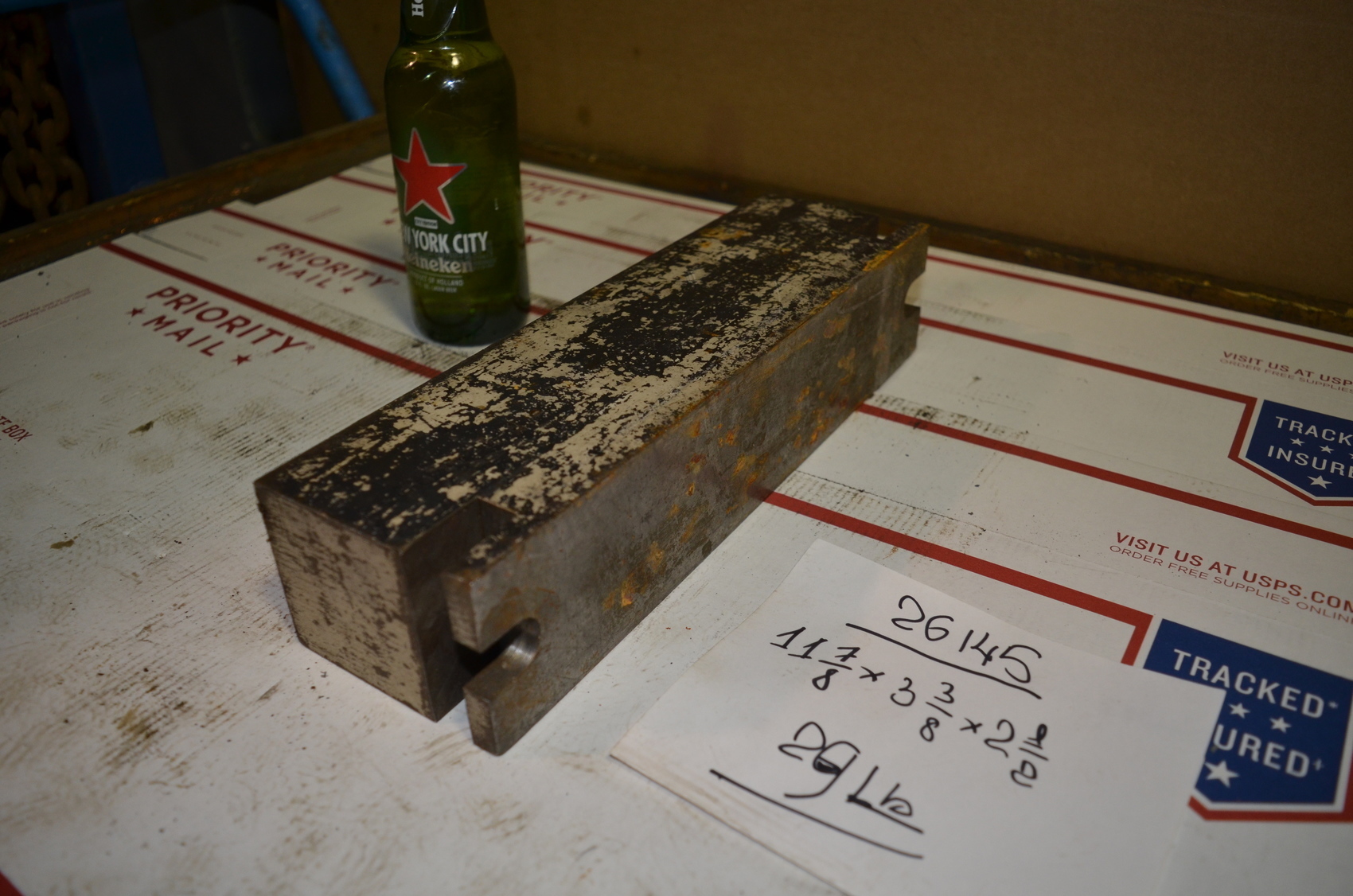 ONE steel Rectangular Bar for blacksmith anvil,12x3-1/2x2-1/2";29 lbs