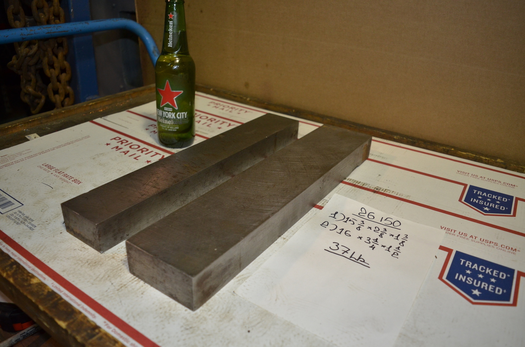 Lot of 2 steel Rectangular Bar for blacksmith anvil,37 lbs