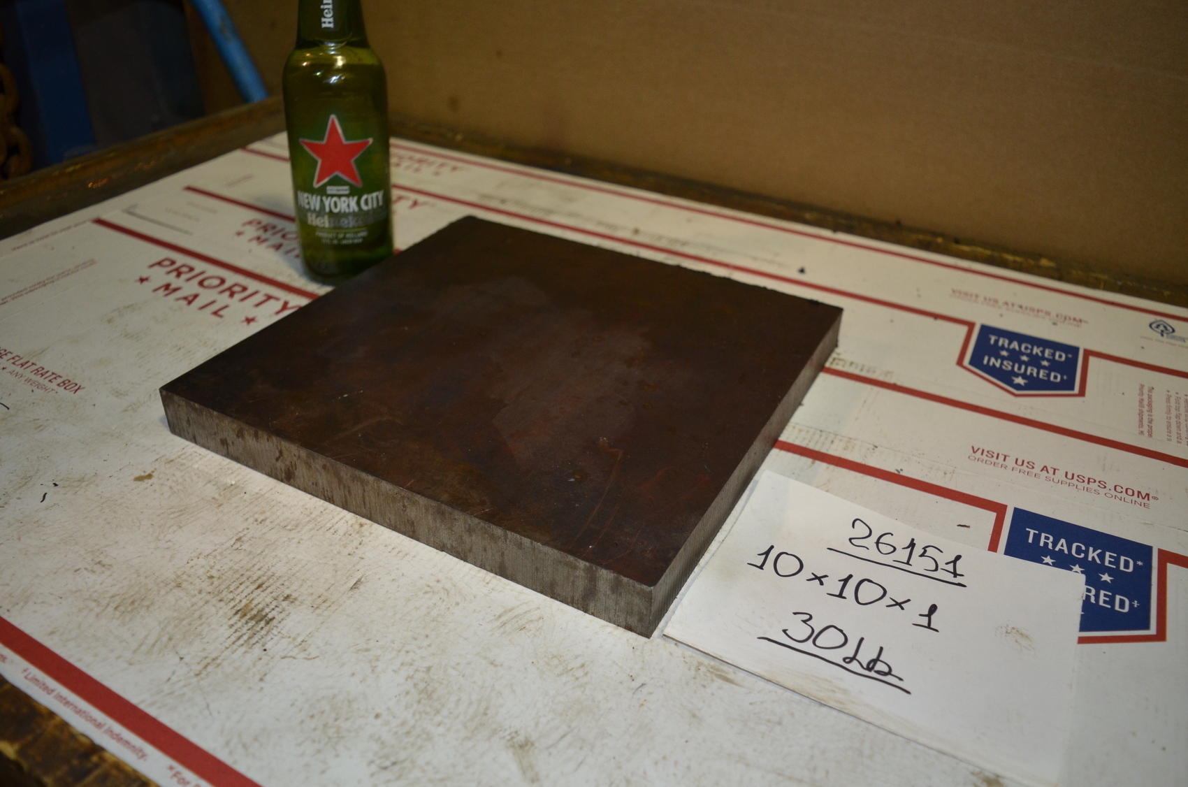 ONE steel Plate for blacksmith anvil,10x10x1";30 lbs