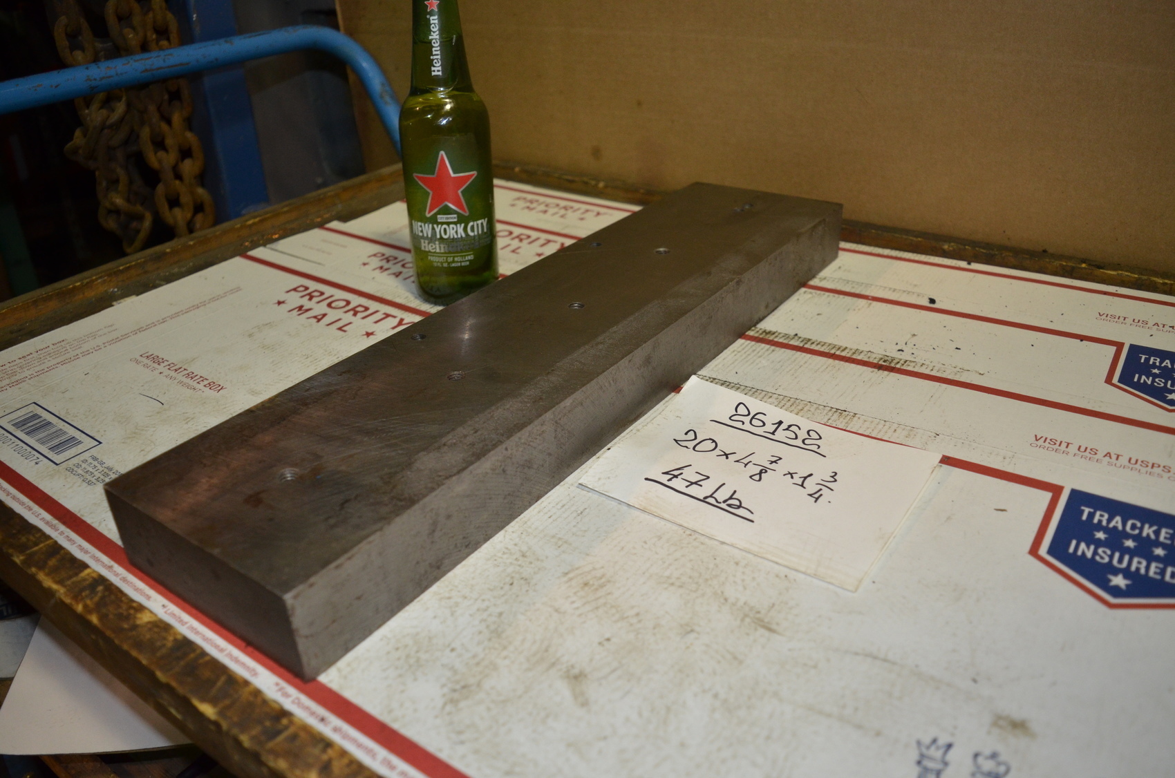 ONE steel Rectangular Bar for blacksmith anvil,20x4-7/8x1-3/4;47 lbs