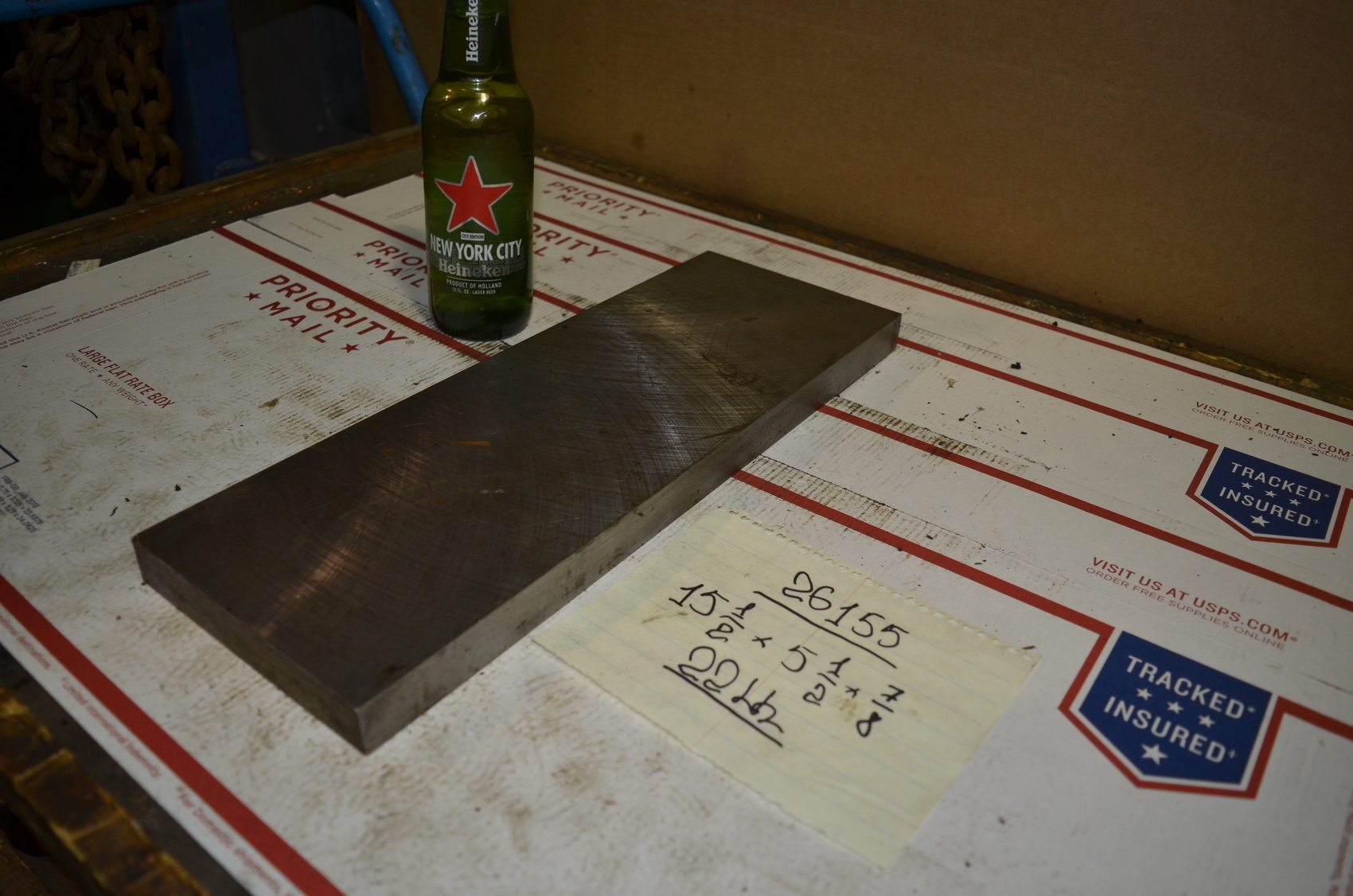 ONE steel Plate for blacksmith anvil,15-1/2x5-1/2x7/8";22 lbs