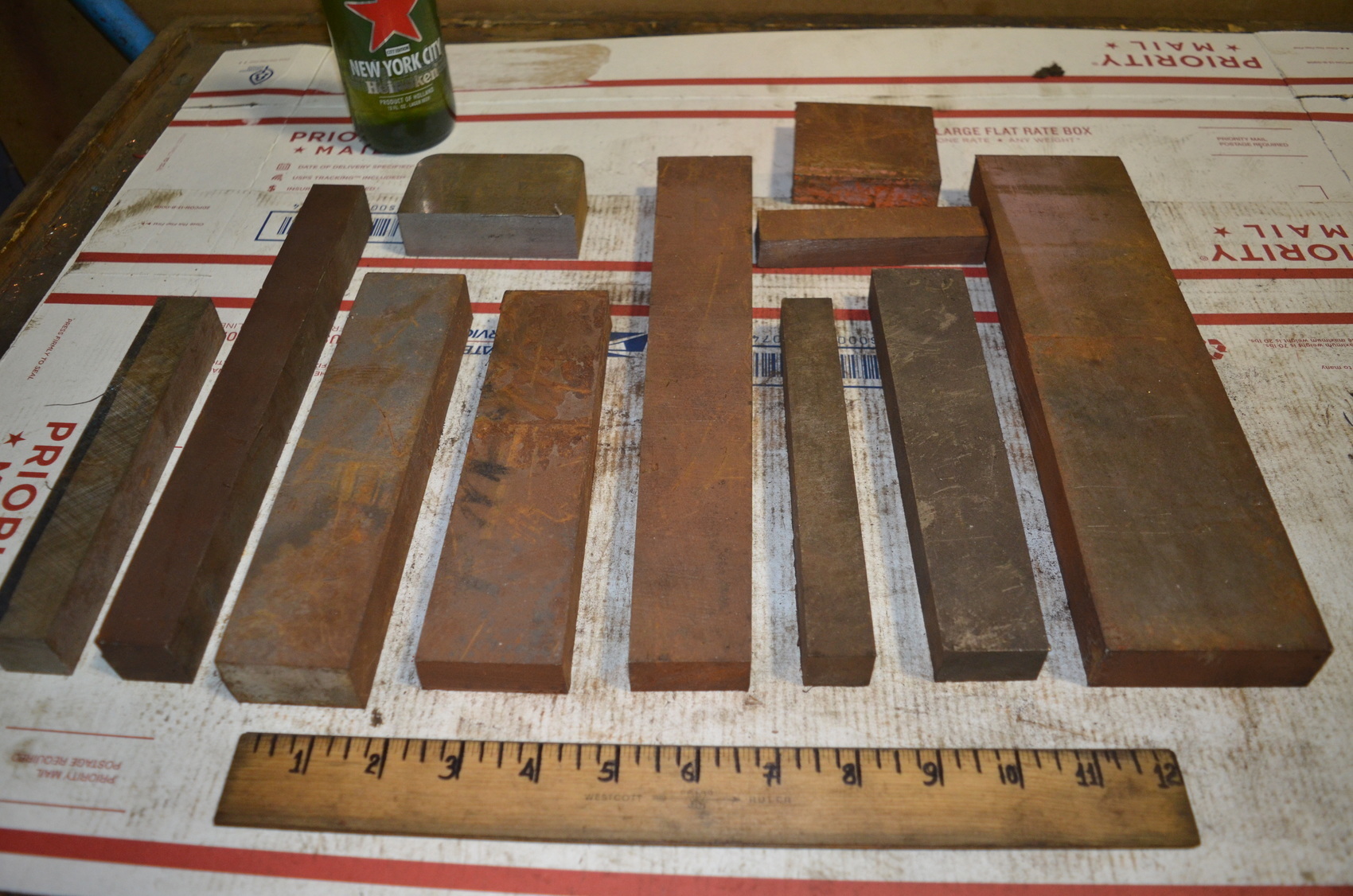 Lot of 11 steel Rectangular Bar for blacksmith anvil,35 lbs