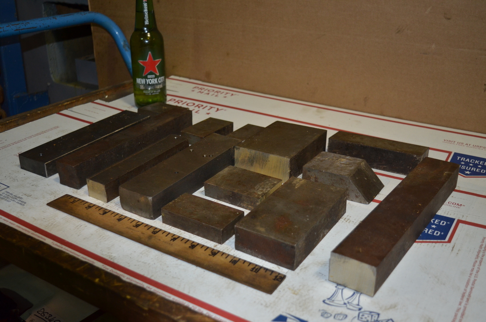 Lot of 14 steel Rectangular Bar for blacksmith anvil,45 lbs