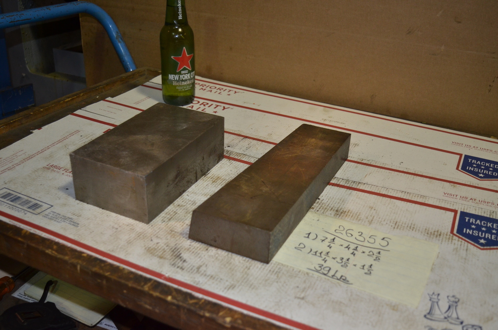 Lot of 2 steel Rectangular Bar for blacksmith anvil,39 lbs
