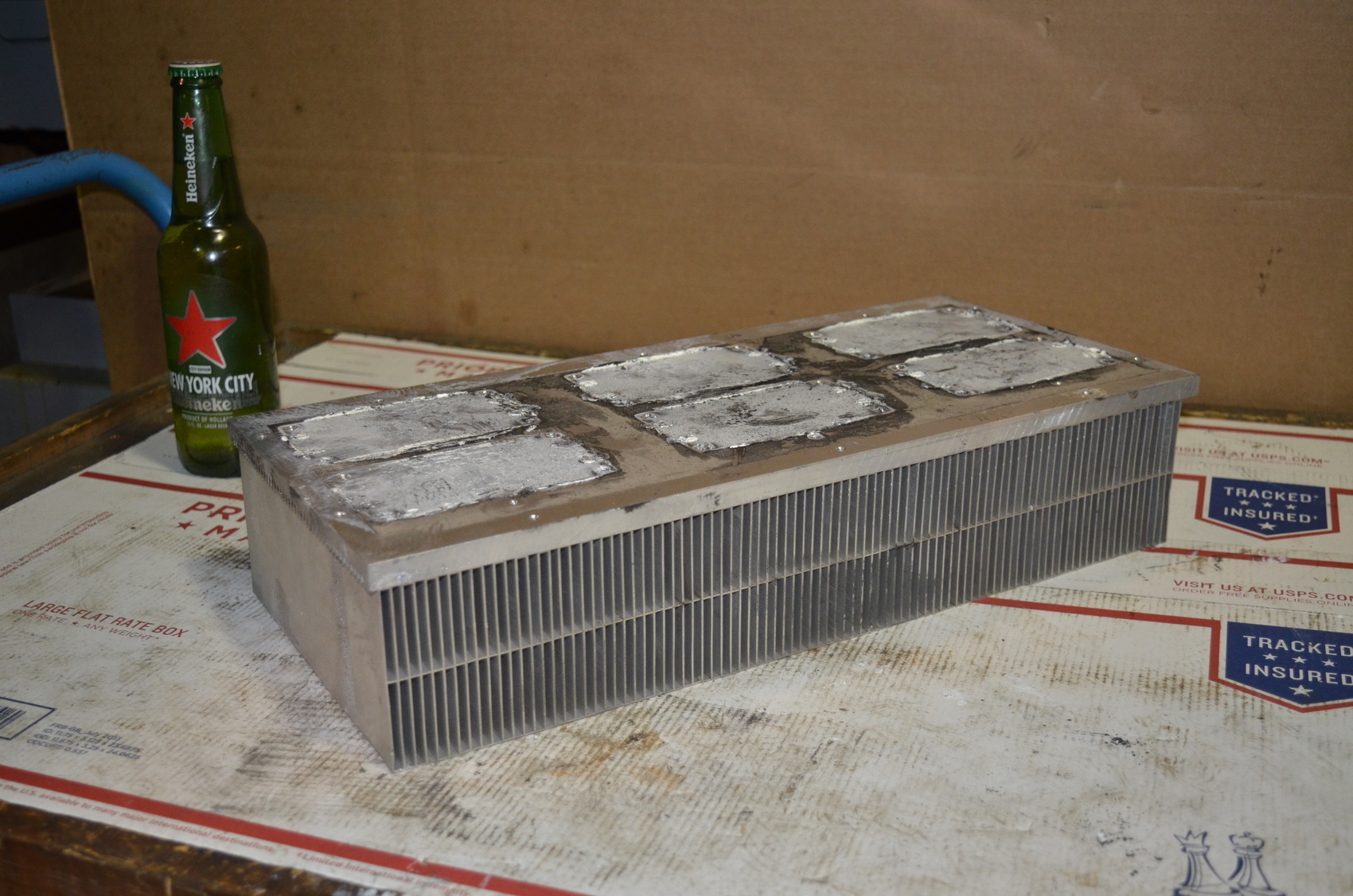 Big industrial Aluminum heat sink;16-1/4x3-3/8x7-1/2"heatsink