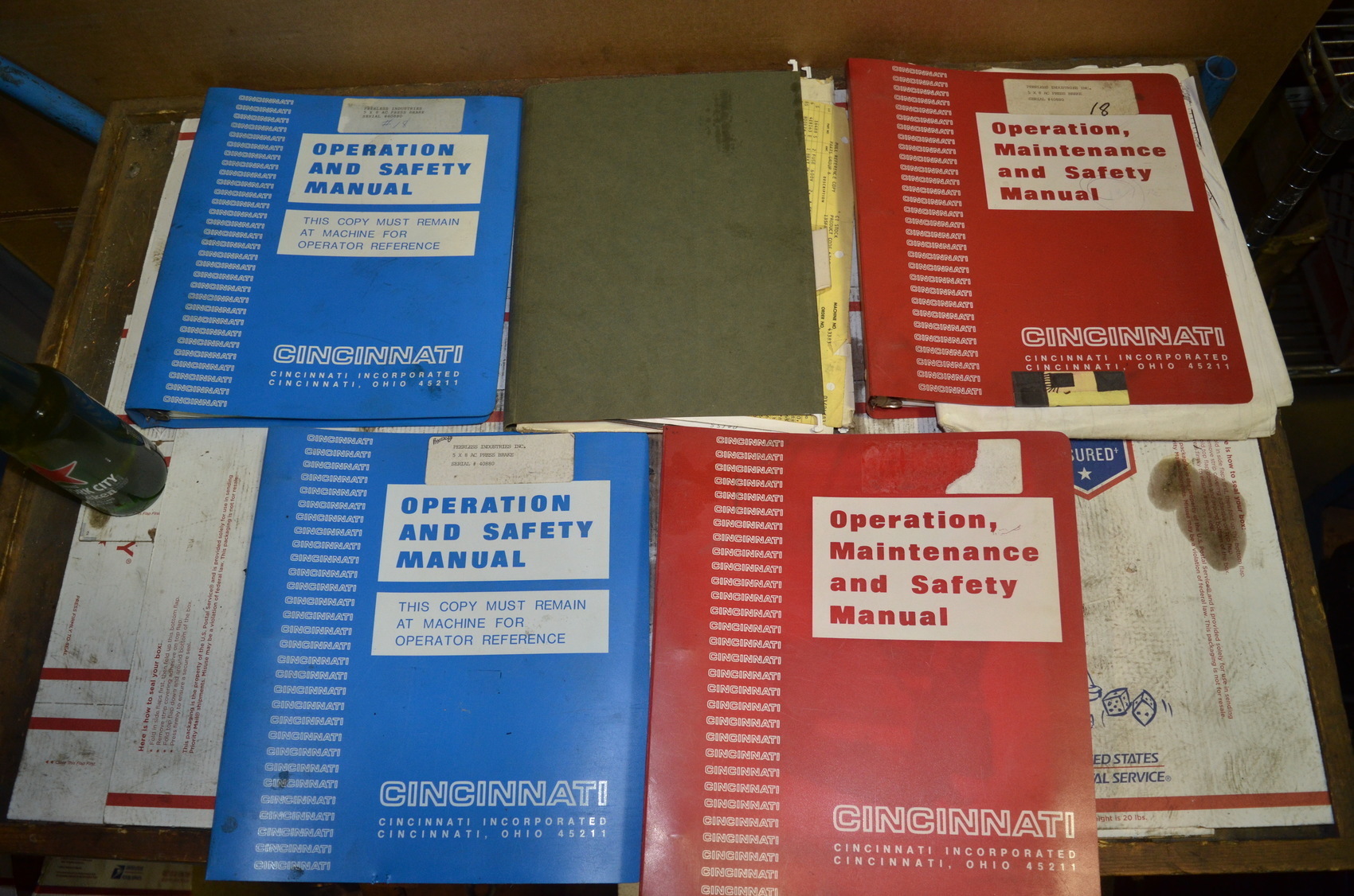 Lot of 5 Cincinnati mechanical press brake Manuals;Schematics etc