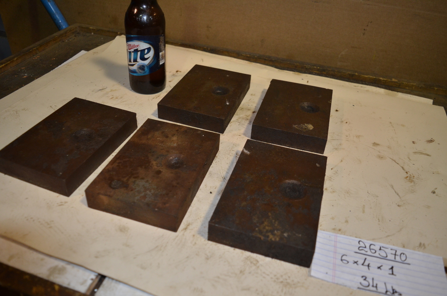 Lot of 5 steel Rectangular Bar for blacksmith anvil,34 lbs;6x4x1"