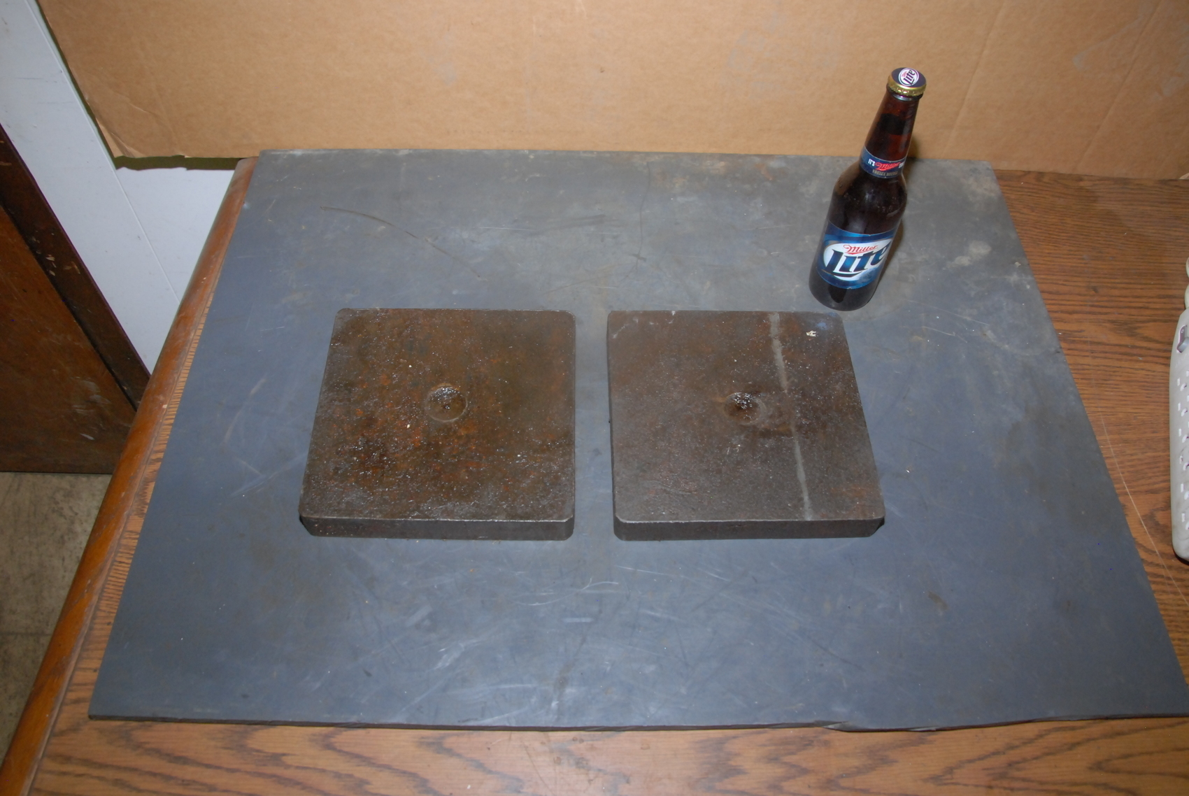 Lot of 2 steel Plate for blacksmith anvil,40 lbs,8x8x1-1/8"