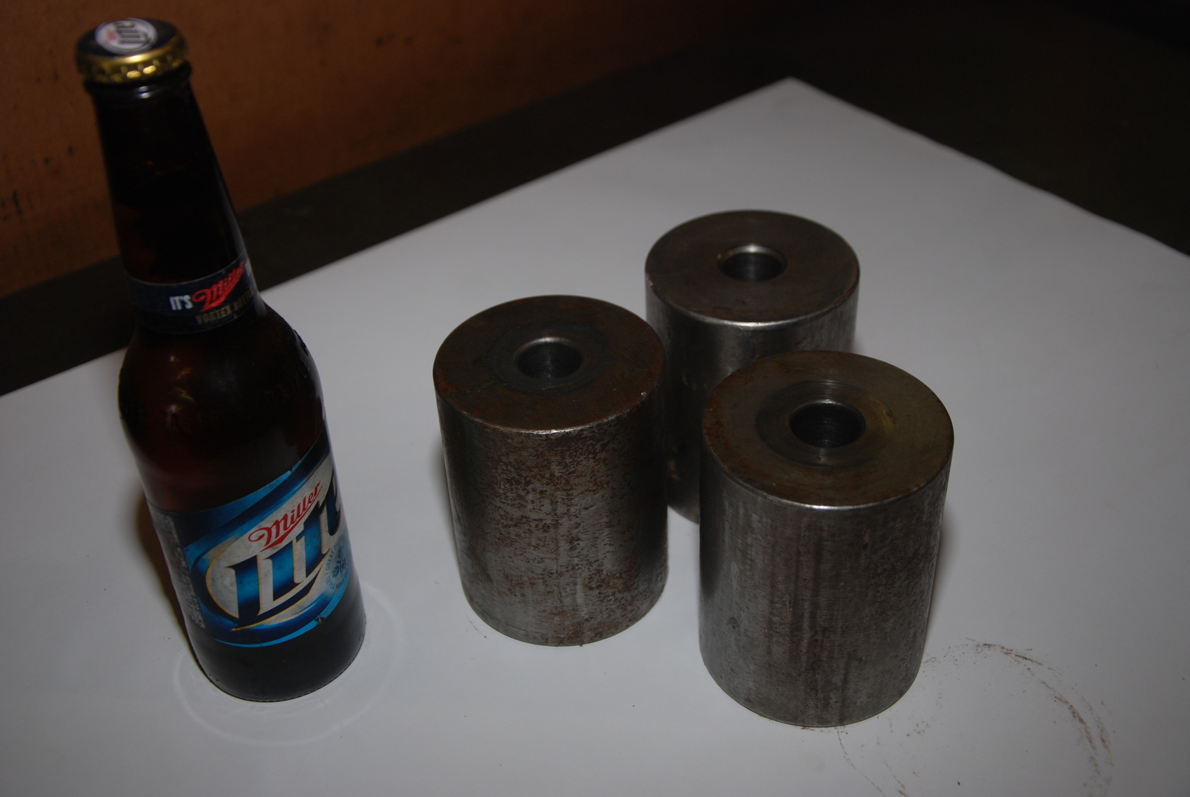 Lot of 3 Steel Cylinders with hole for blacksmith 23lbs