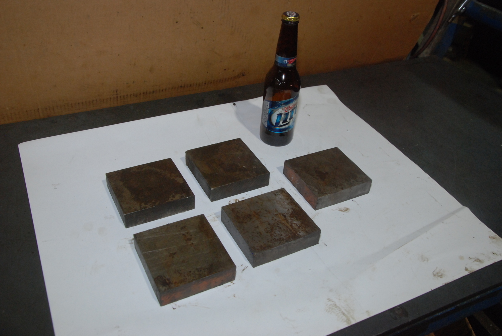 LOT OF 5 steel metal bars square 3.8 by 4 by 1 inch blacksmith anvil