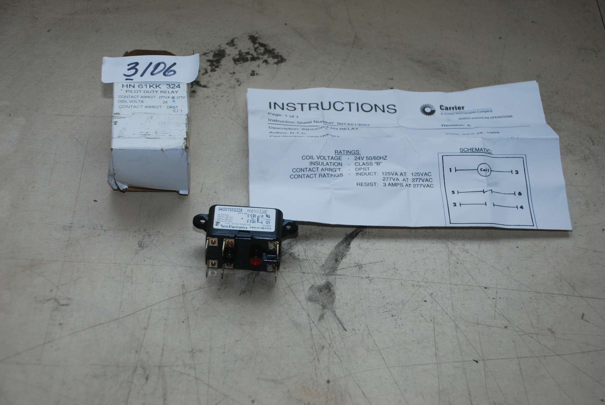 TYCO ELECTRONICS Pilot Duty Relay HN61KK324