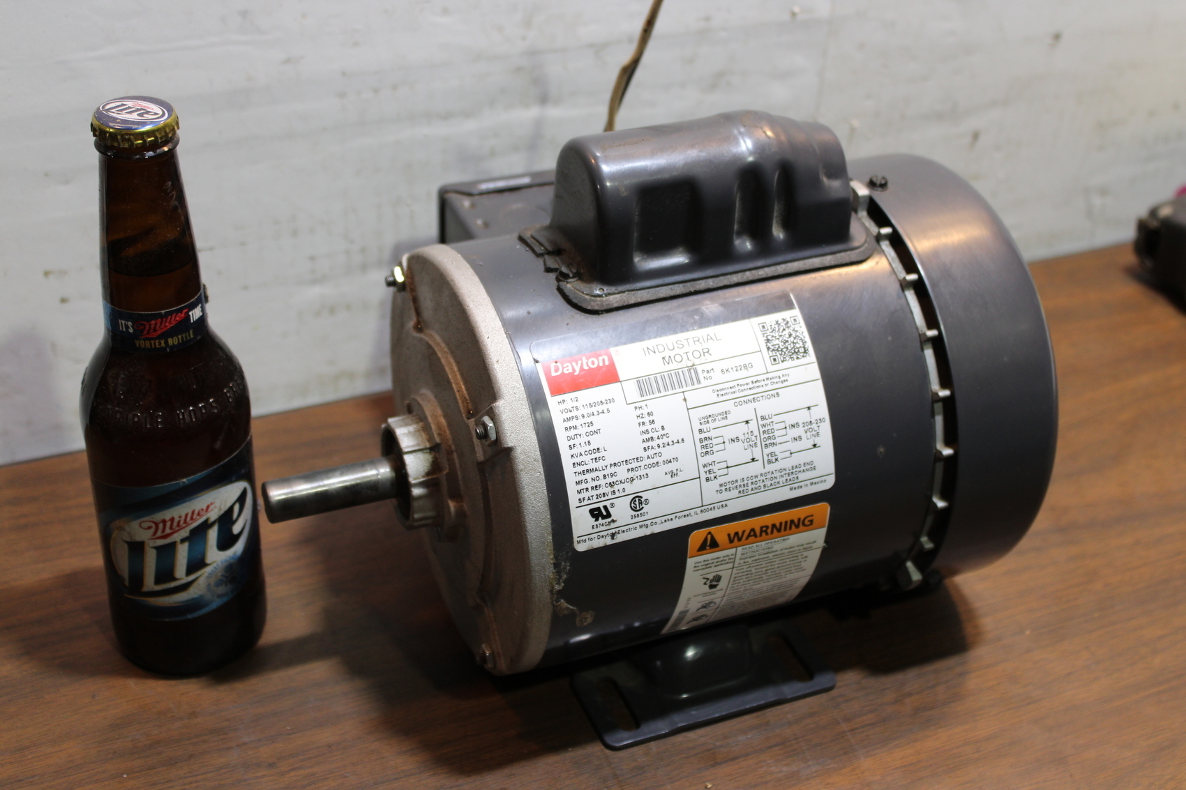 DAYTON 6K122 BG Motor,1/2 HP,1,725 RPM,115V