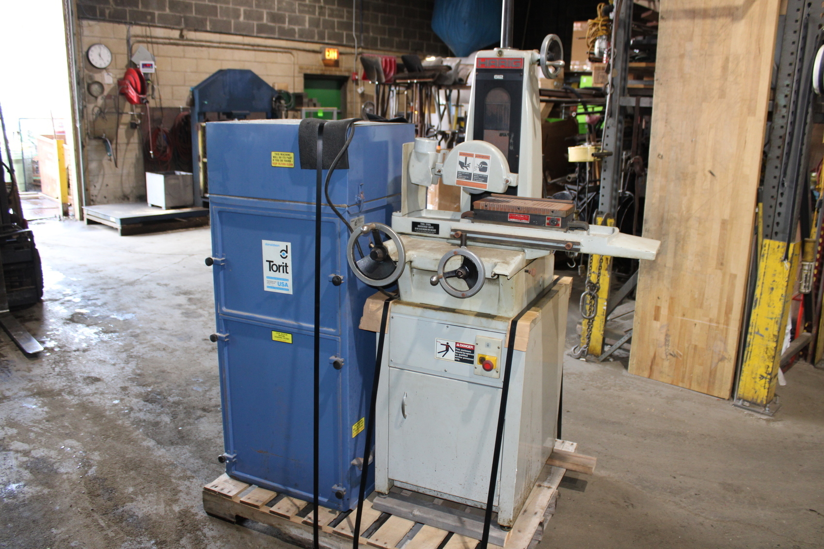 HARIG 612 SURFACE GRINDER w/Donaldson 75 DUST COLLECTOR 230v 1 phase