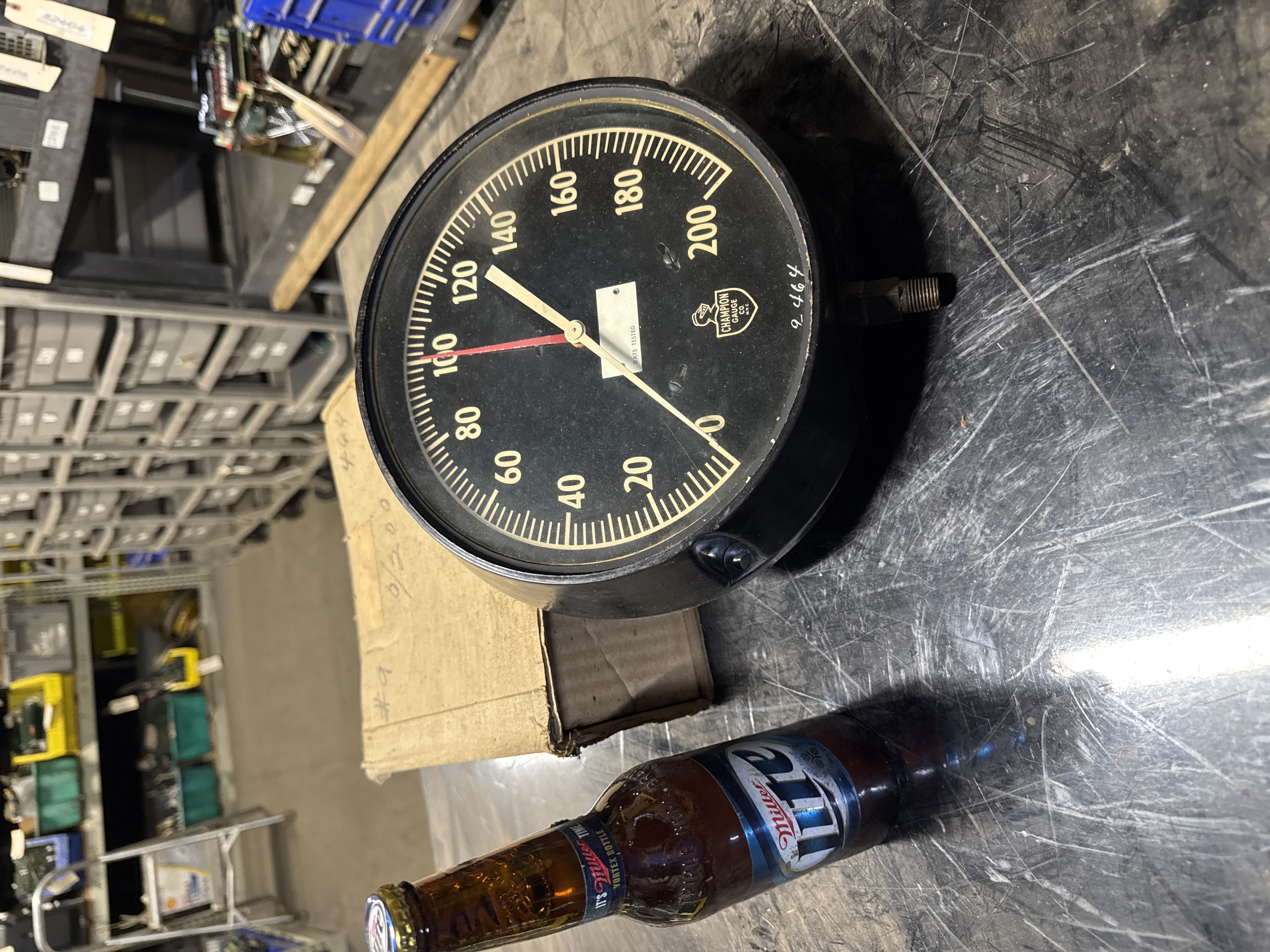 Antique Champion Gauge Co.Industrial Analog Gauge 0-200,9"