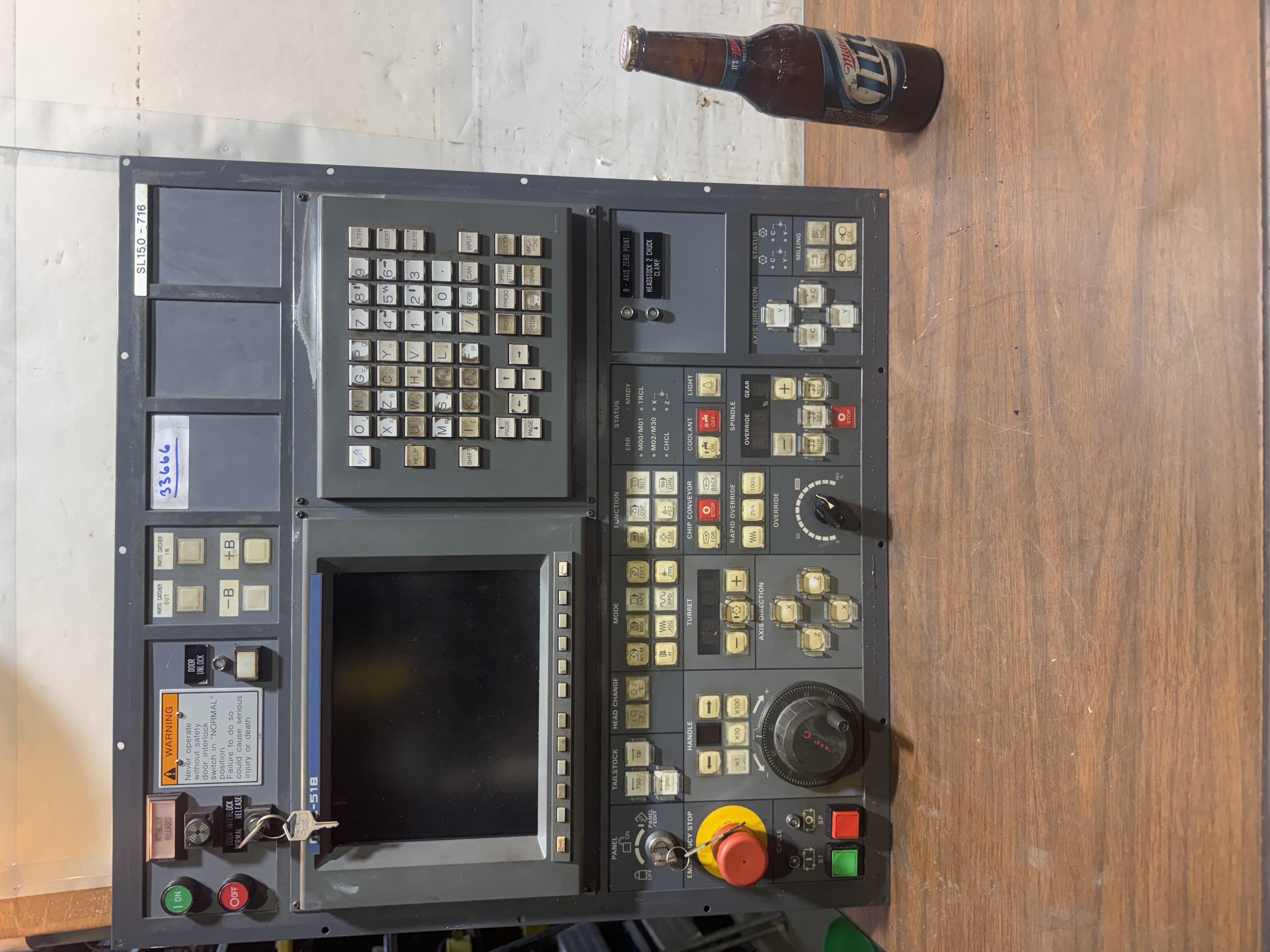 Mori Seiki MSC-518 CNC Control Panel Fanuc A02B-0200-C125 SL-150