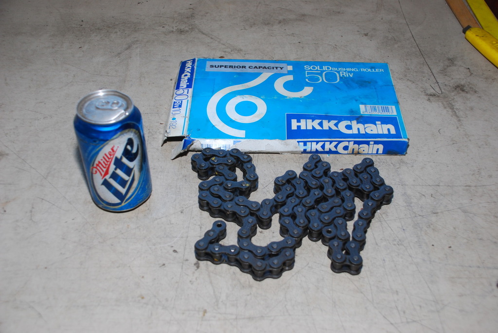 NEW, HKK Chain 50 Riv Chain Solid Bushing Roller 10' 192 Links