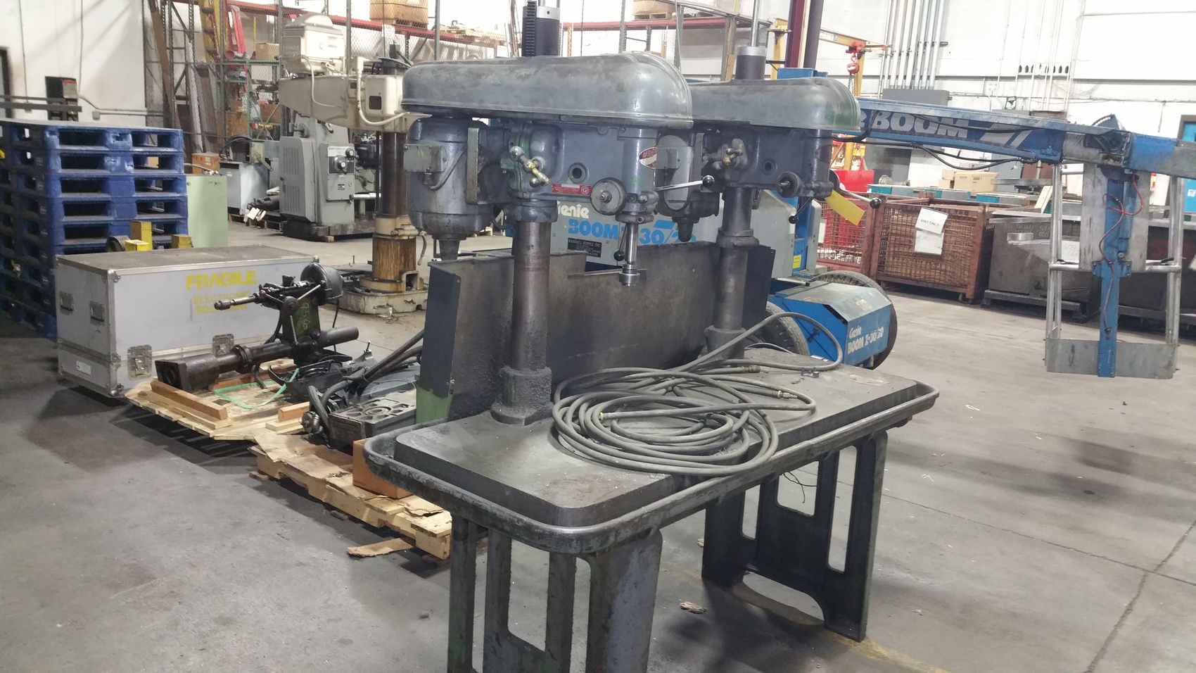 Cast iron coolant welding work table bench, ONE drill press head