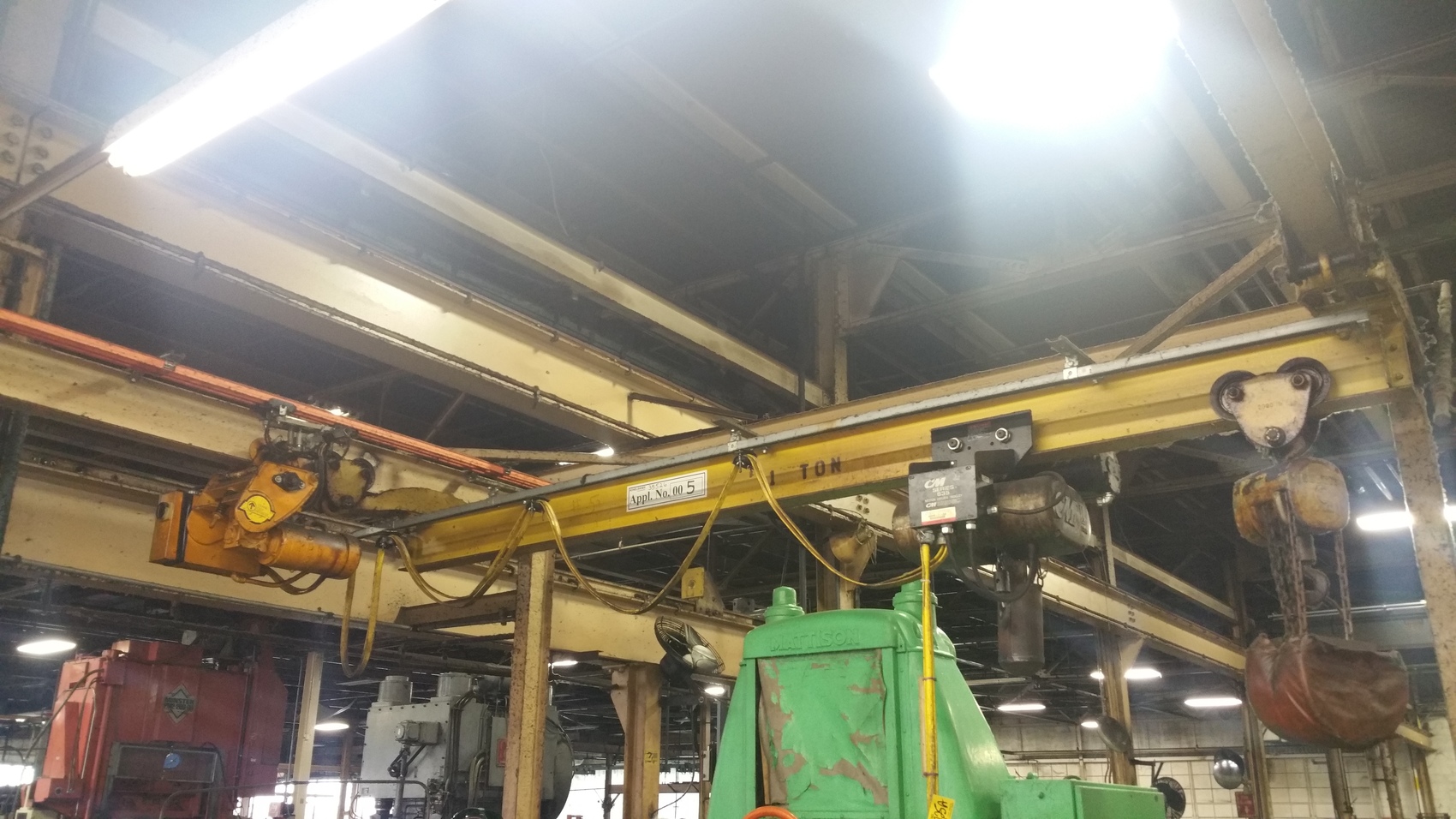 1 ton 12 ft Free Underslung bridge crane CM hoist, NO RUNWAY